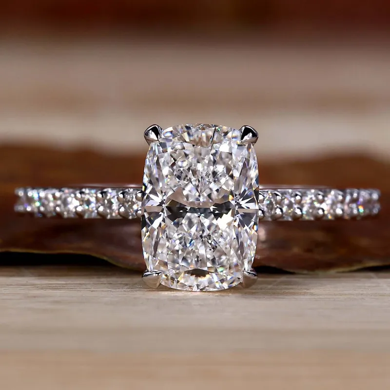Elongated Cushion Cut Lab Grown Diamond Engagement Ring cushion cut engagement ring