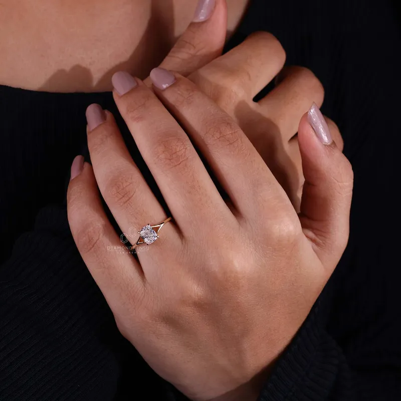 Elongated Cushion Cut Lab Grown Diamond Solitaire Engagement Ring view 5