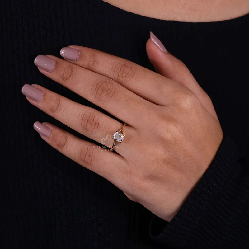 Elongated Cushion Cut Lab Grown Diamond Solitaire Engagement Ring view 6