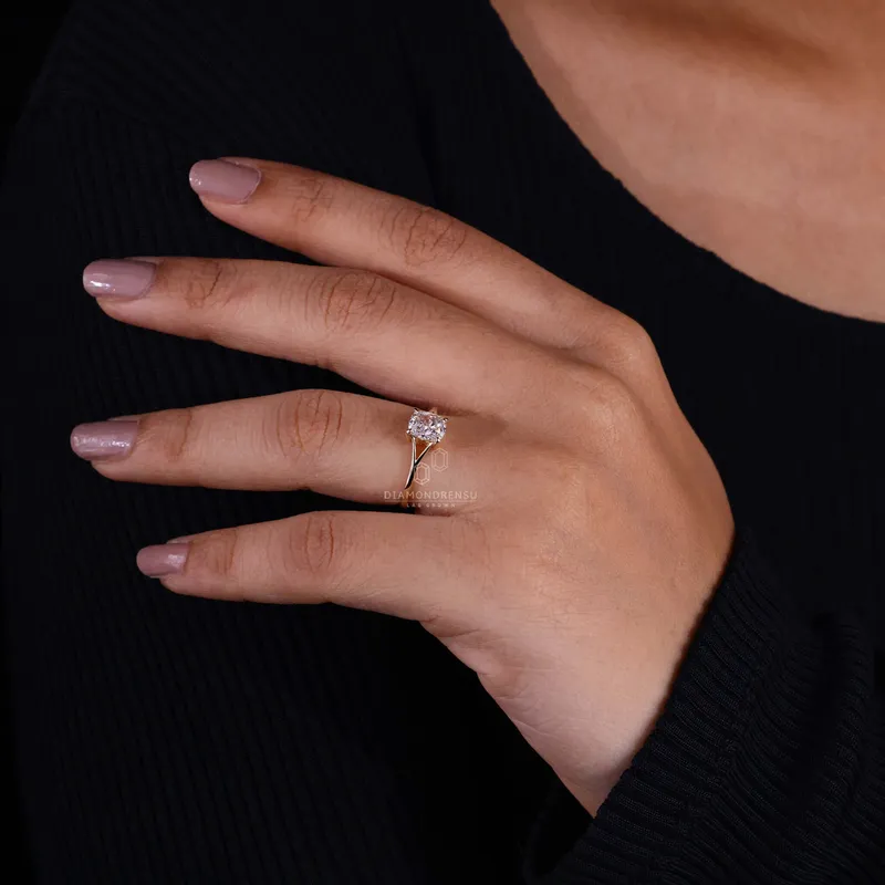 Elongated Cushion Cut Lab Grown Diamond Solitaire Engagement Ring view 7