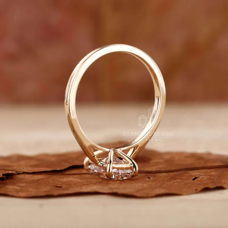 Elongated Cushion Cut Solitaire Engagement Ring in Lab Created Diamond view 3