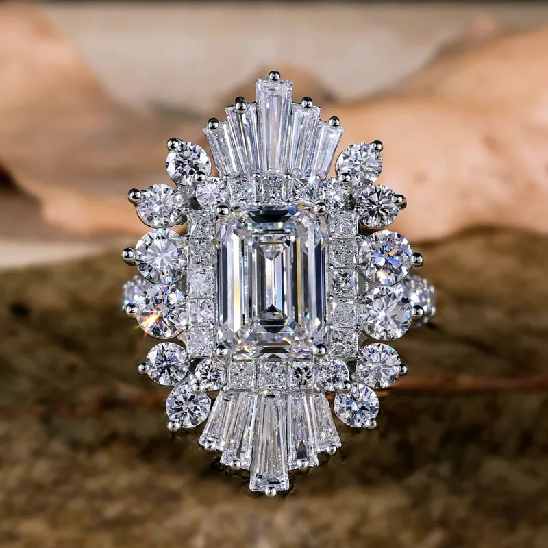 Emerald Cut Diamond Ring, 4.20 CT F/VVS2 Lab Created Diamond Engagement Ring, Celebrity Engagement Ring emerald emerald cut engagement ring