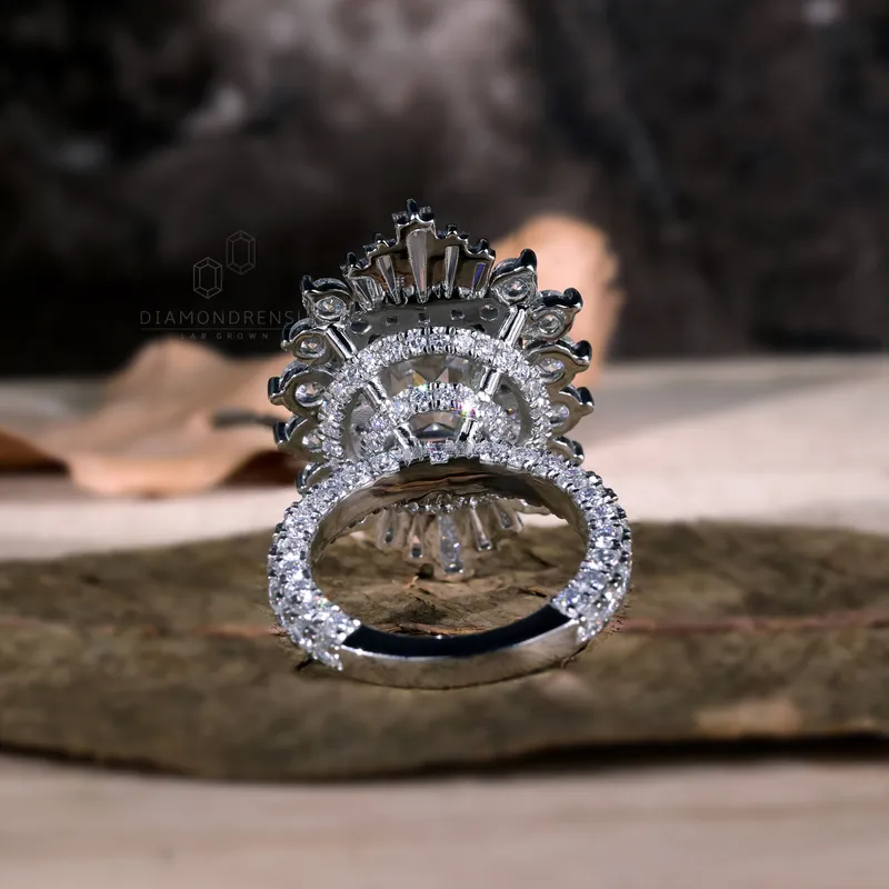 Emerald Cut Diamond Ring, 4.20 CT F/VVS2 Lab Created Diamond Engagement Ring, Celebrity Engagement Ring view 3