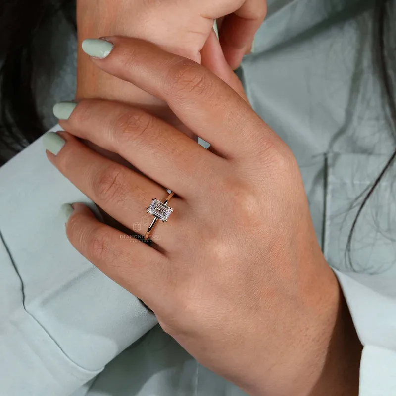 Emerald Cut Diamond Ring, Solitaire Engagement Ring vy 7