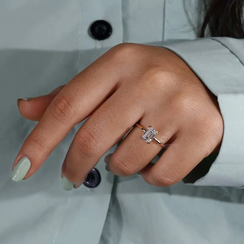 Emerald Cut Diamond Ring, Solitaire Engagement Ring vy 8