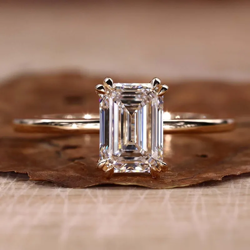 Emerald Cut Diamond Ring, Solitaire Engagement Ring emerald emerald cut engagement ring