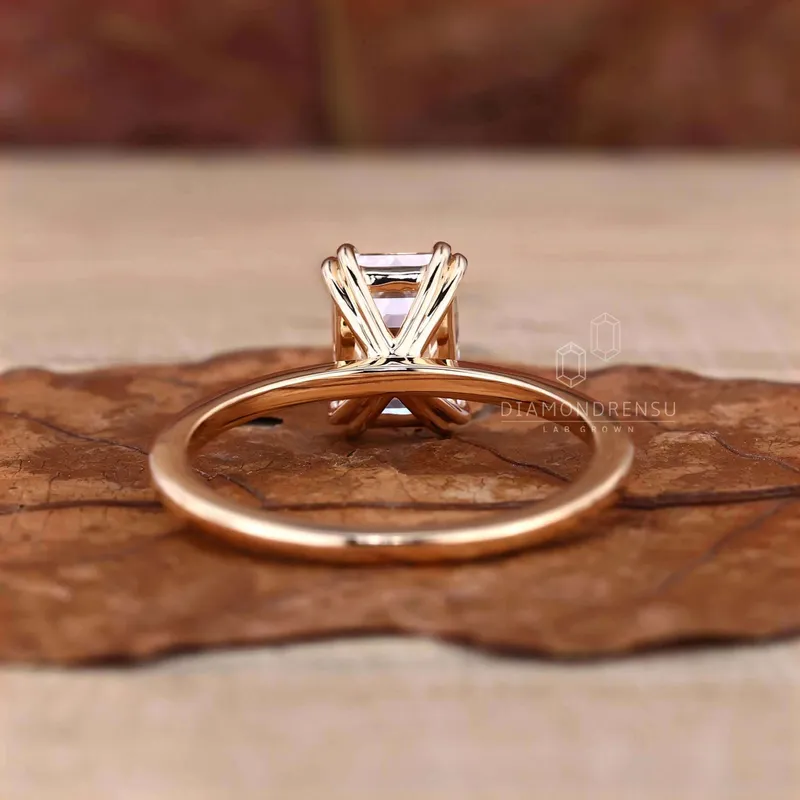 Emerald Cut Diamond Ring, Solitaire Engagement Ring vy 6