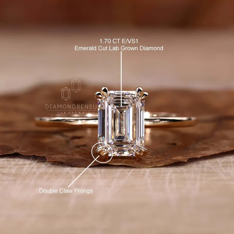 Emerald Cut Diamond Ring, Solitaire Engagement Ring vy 9