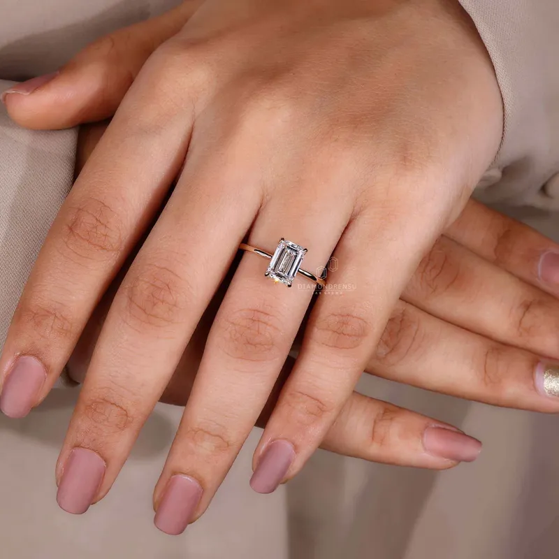 Emerald Cut Diamond Solitaire Engagement Ring vy 8
