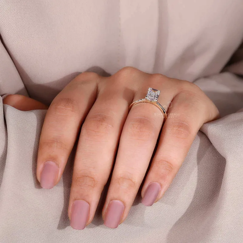 Emerald Cut Diamond Solitaire Engagement Ring vy 7