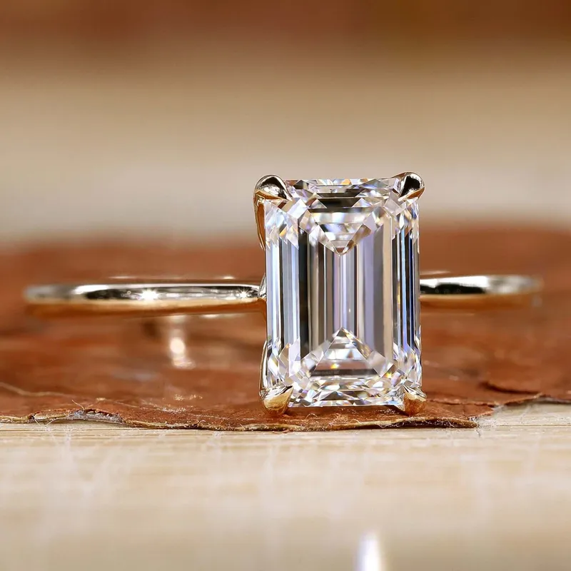 Emerald Cut Diamond Solitaire Engagement Ring emerald emerald cut engagement ring