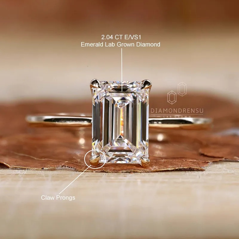 Emerald Cut Diamond Solitaire Engagement Ring vy 9