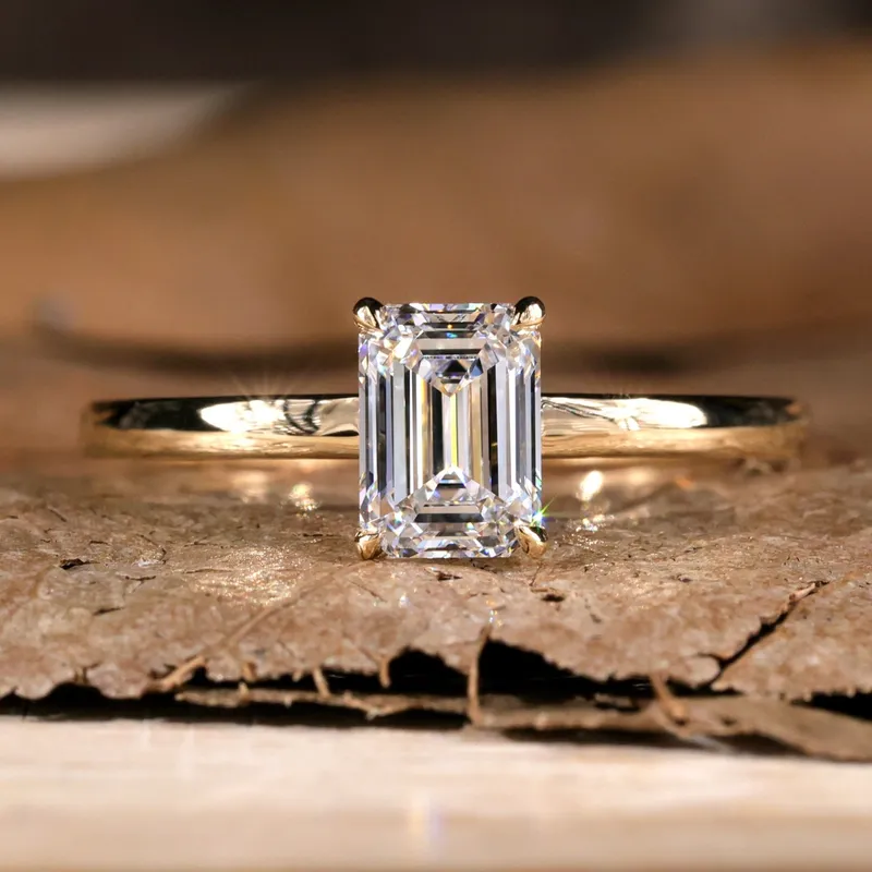 Emerald Cut Engagement Ring, 1.0 CT EF Lab Created Diamond Solitaire Ring, IGI Certified Diamond Engagement Ring emerald emerald cut engagement ring