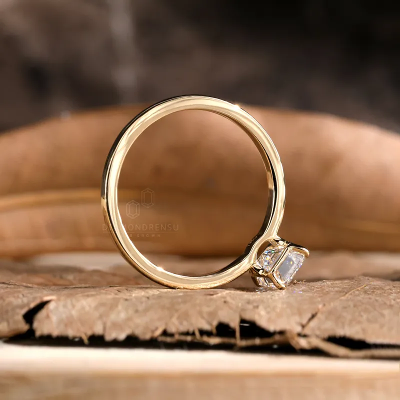 Emerald Cut Engagement Ring, 1.0 CT EF Lab Created Diamond Solitaire Ring, IGI Certified Diamond Engagement Ring view 5