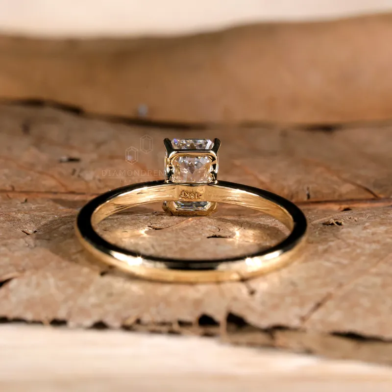 Emerald Cut Engagement Ring, 1.0 CT EF Lab Created Diamond Solitaire Ring, IGI Certified Diamond Engagement Ring view 4
