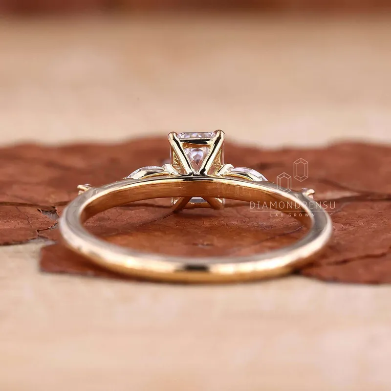 Emerald Cut Five Stone Lab Grown Diamond Engagement Ring view 4