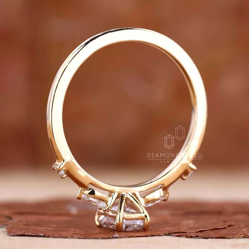Emerald Cut Five Stone Lab Grown Diamond Engagement Ring view 6