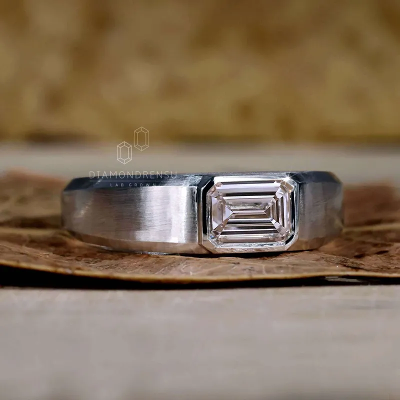 Emerald Cut Lab Grown Diamond Men's Engagement Ring emerald emerald cut engagement ring