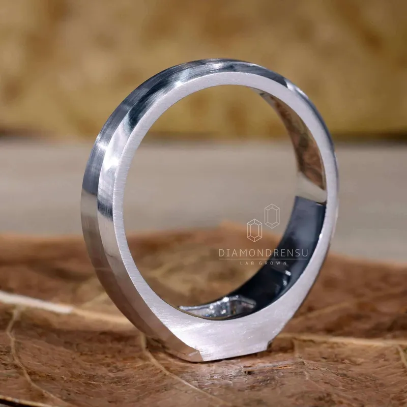 Emerald Cut Lab Grown Diamond Men's Engagement Ring view 4