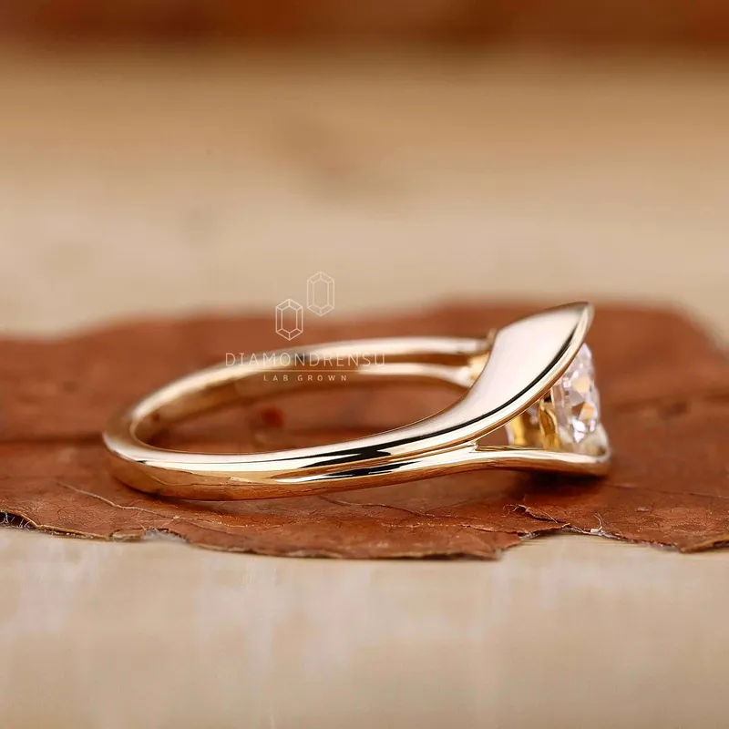 Eye Shape Round Lab Grown Diamond Solitaire Engagement Ring view 4