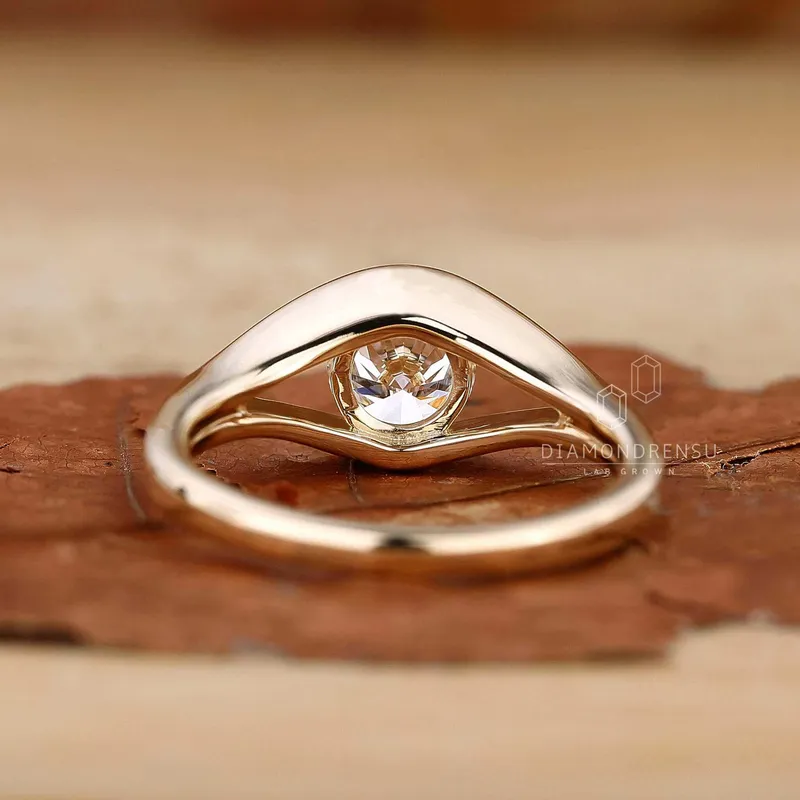 Eye Shape Round Lab Grown Diamond Solitaire Engagement Ring view 6