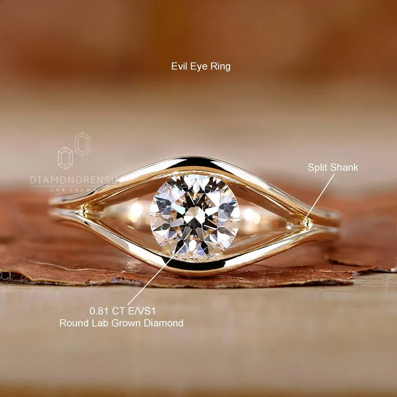 Eye Shape Round Lab Grown Diamond Solitaire Engagement Ring view 9