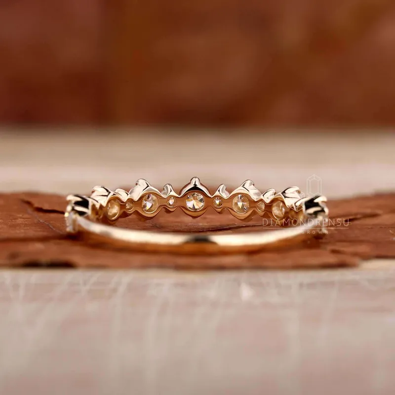 Floating Bubble Round Lab Grown Diamond Half Eternity Wedding Band view 4