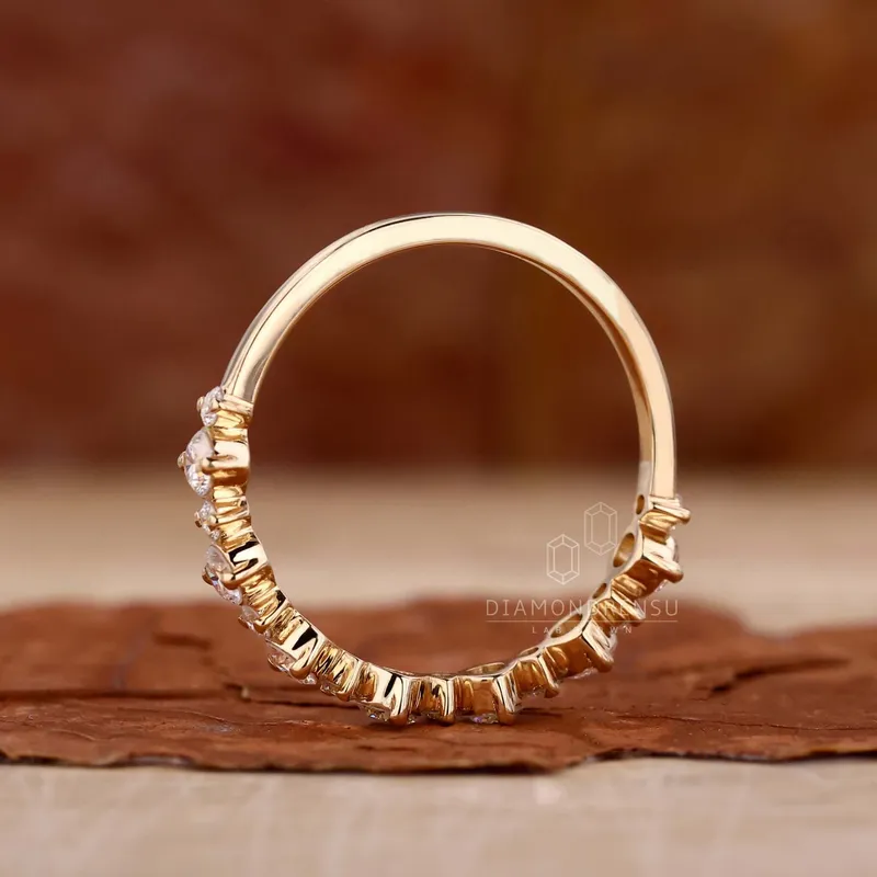 Floating Bubble Round Lab Grown Diamond Half Eternity Wedding Band view 6