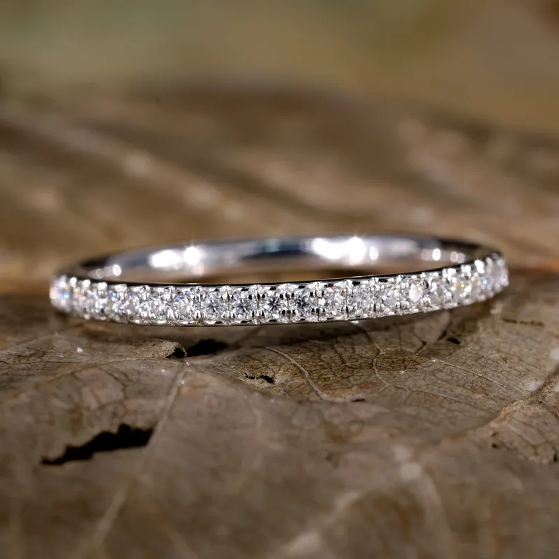 Half Eternity Wedding Band - 1.20 MM Round Brilliant Cut EF/VS Lab Created Diamond Stackable Matching Band round cut engagement ring