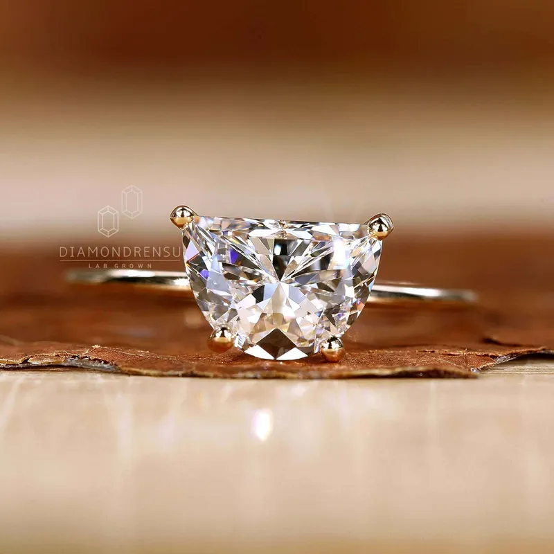 Half Moon Cut Lab Grown Diamond Solitaire Engagement Ring view 2