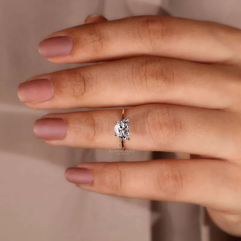 Half Moon Cut Lab Grown Diamond Solitaire Engagement Ring view 4