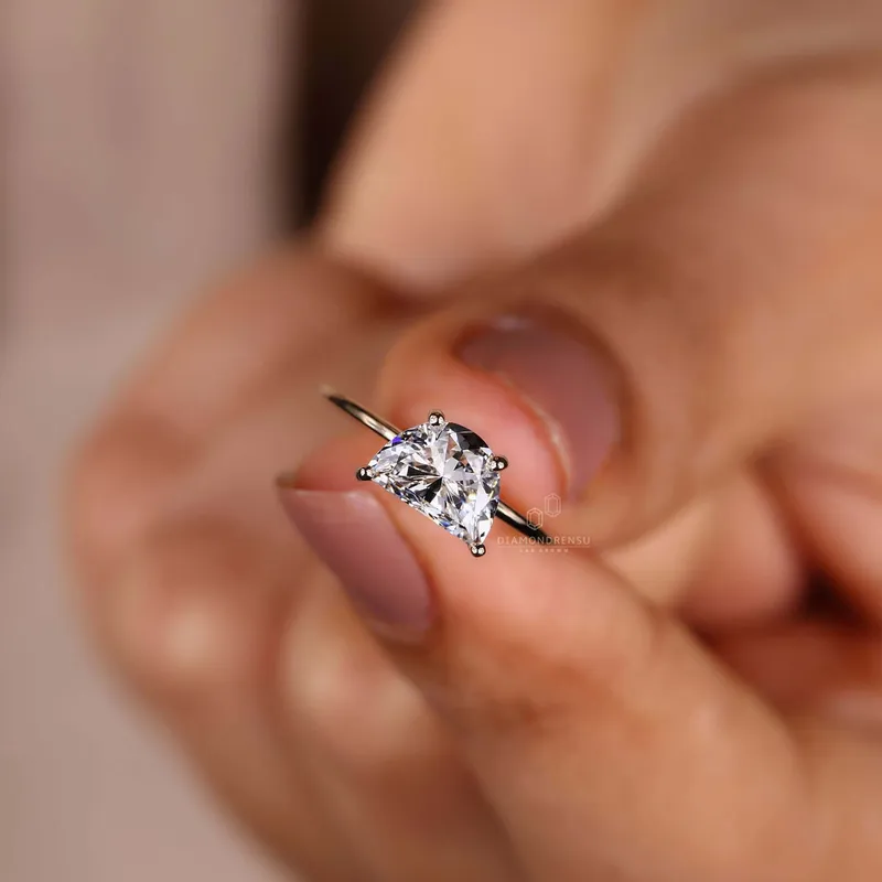 Half Moon Cut Lab Grown Diamond Solitaire Engagement Ring view 3