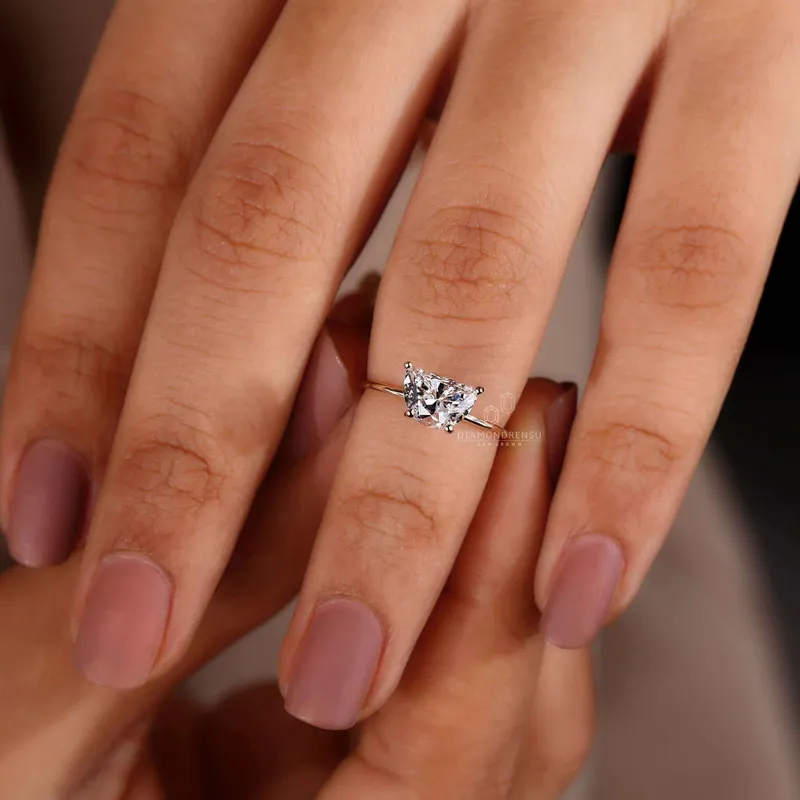 Half Moon Cut Lab Grown Diamond Solitaire Engagement Ring view 8