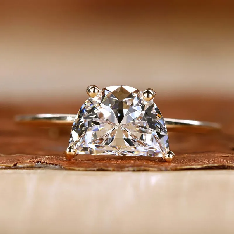 Half Moon Cut Lab Grown Diamond Solitaire Engagement Ring engagement ring