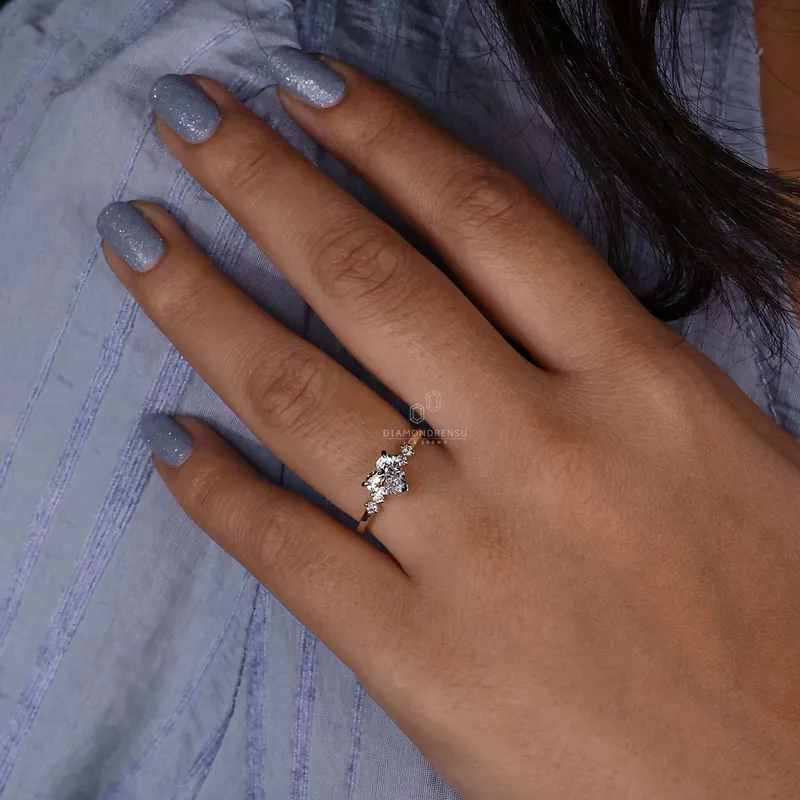 Heart Shaped Diamond Engagement Ring, Lab Grown Diamond Ring vy 8