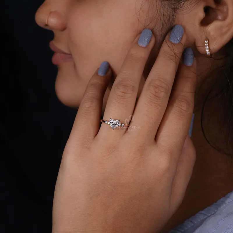 Heart Shaped Diamond Engagement Ring, Lab Grown Diamond Ring vy 2