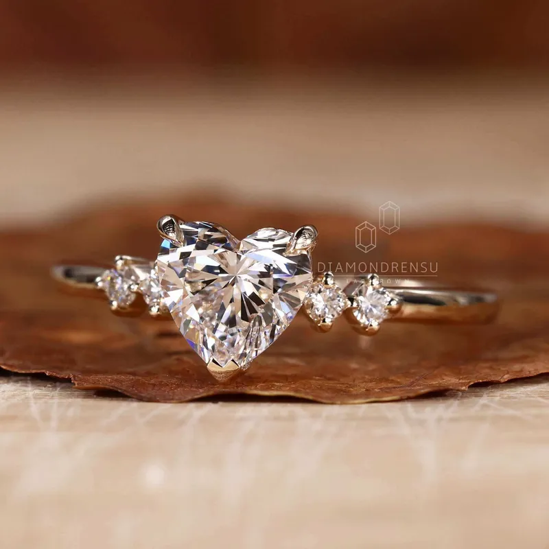 Heart Shaped Diamond Engagement Ring, Lab Grown Diamond Ring vy 5