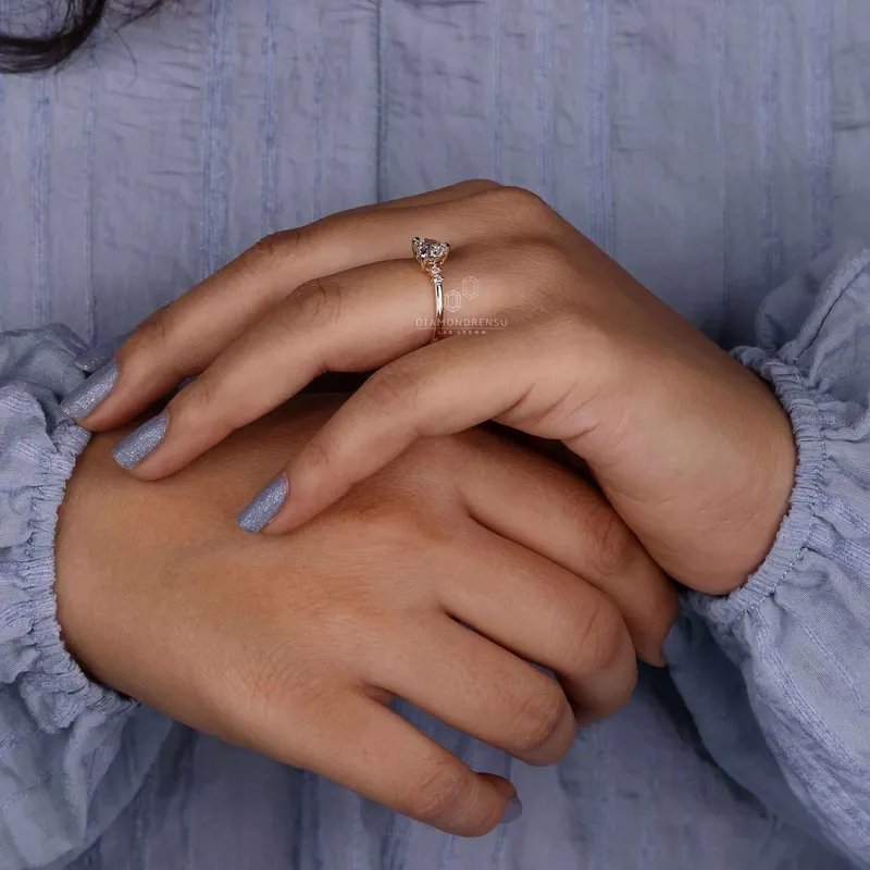 Heart Shaped Diamond Engagement Ring, Lab Grown Diamond Ring vy 7