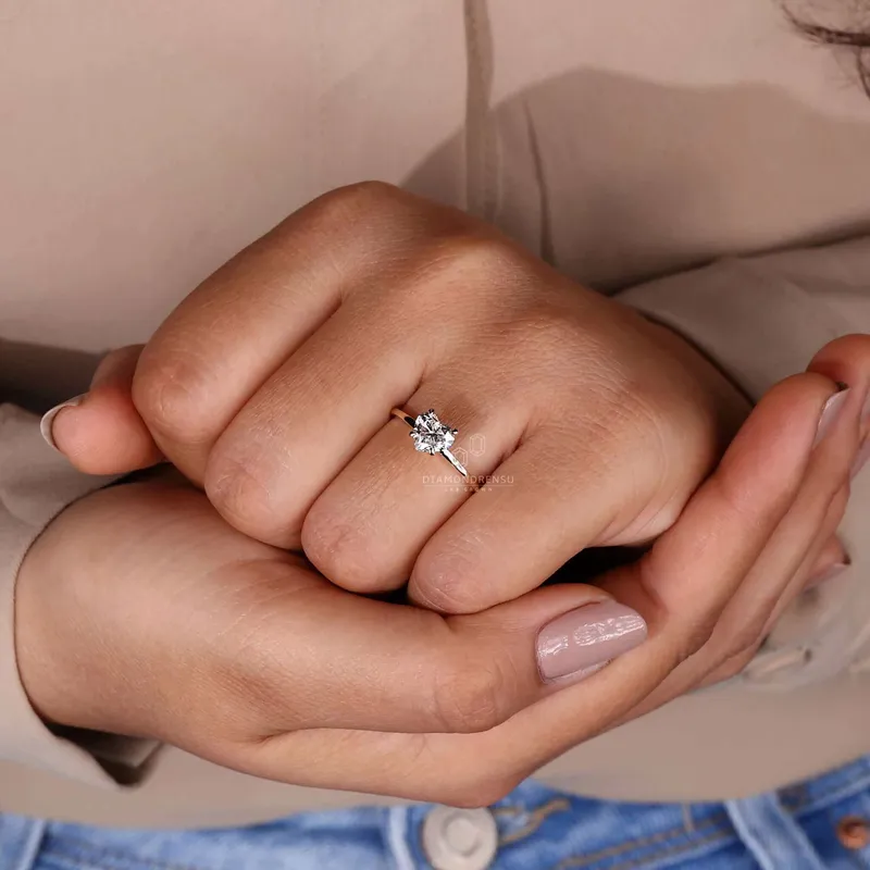 Heart Shaped Lab Grown Diamond, Hidden Halo Ring view 8