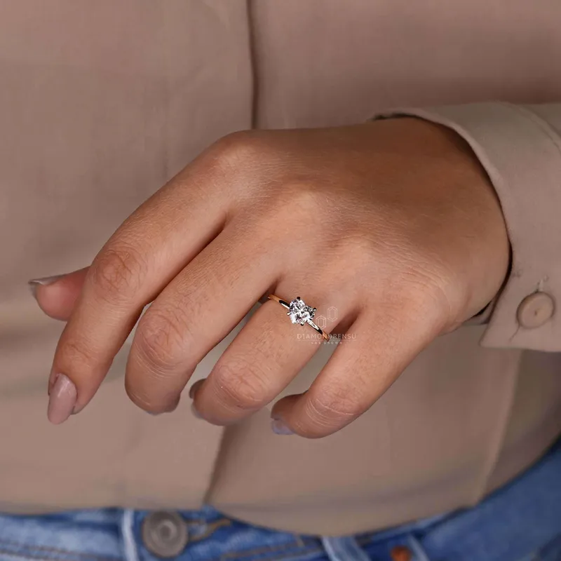 Heart Shaped Lab Grown Diamond, Hidden Halo Ring view 4