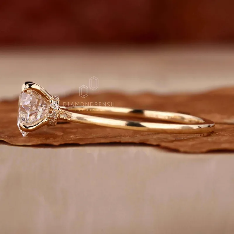 Heart Shaped Lab Grown Diamond, Hidden Halo Ring view 3