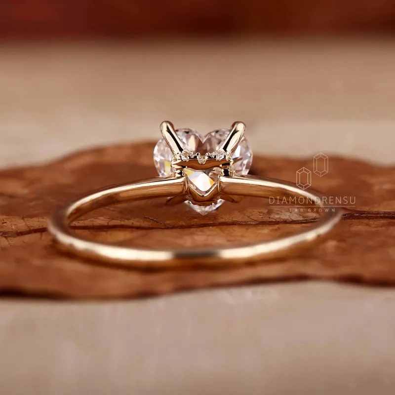 Heart Shaped Lab Grown Diamond, Hidden Halo Ring view 6