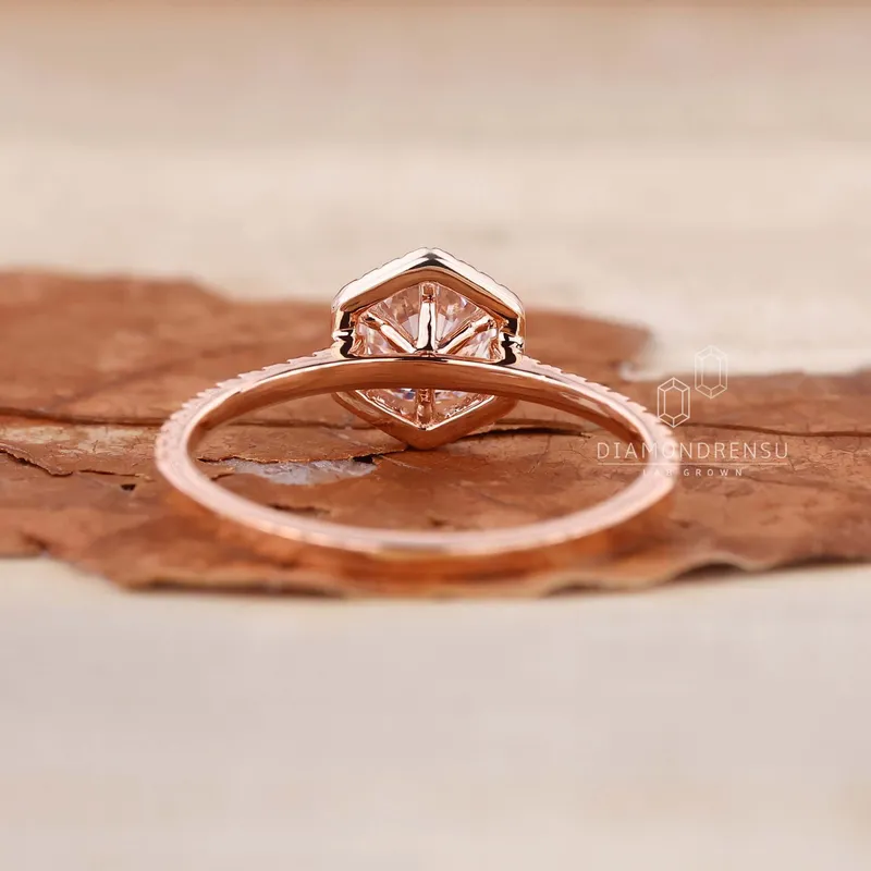 Hexagon Outline Round Lab Grown Diamond Engagement Ring For Women view 6