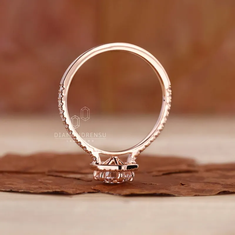 Hexagon Outline Round Lab Grown Diamond Engagement Ring For Women view 5