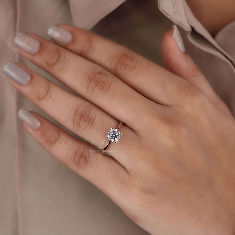 Hidden Accent Round Cut Lab Created Diamond Engagement Ring view 3