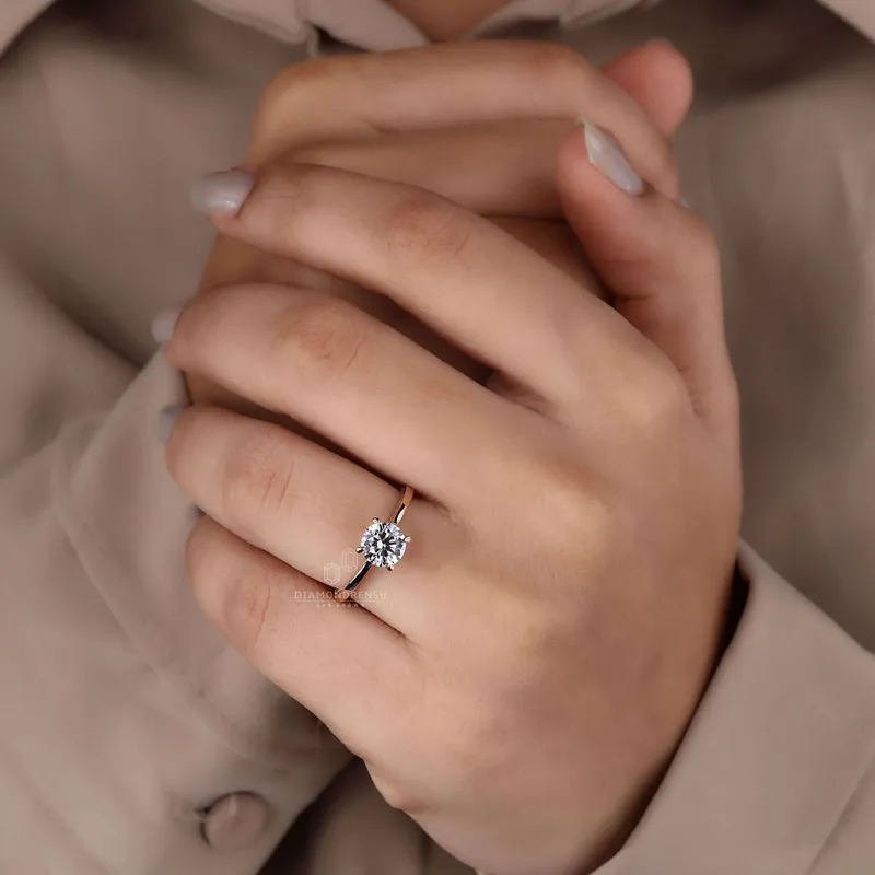 Hidden Accent Round Cut Lab Created Diamond Engagement Ring view 8