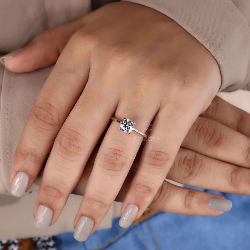 Hidden Accent Round Cut Lab Created Diamond Engagement Ring view 7