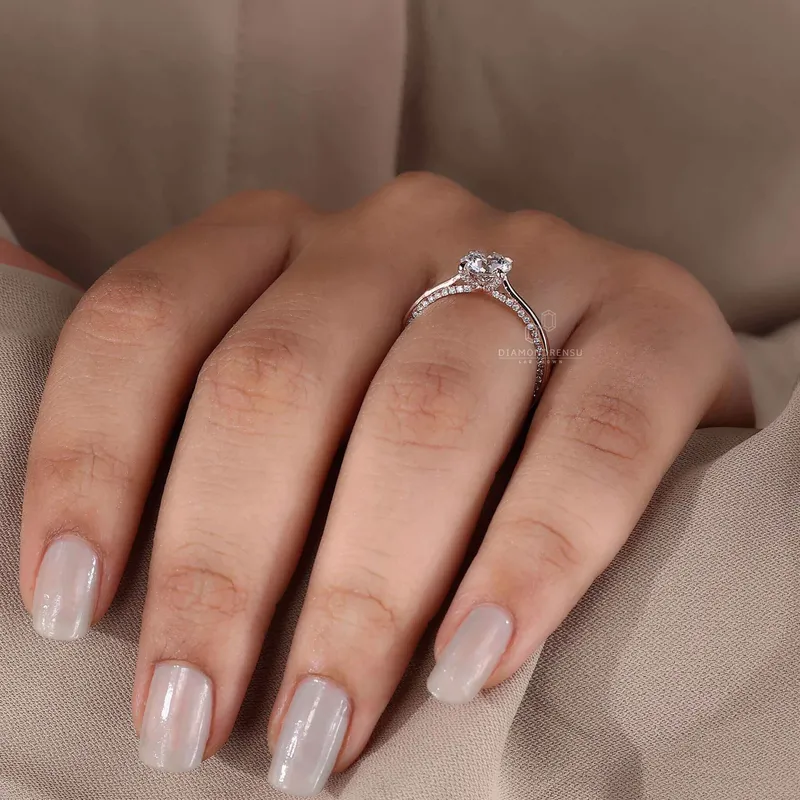 Hidden Accent Round Cut Lab Created Diamond Engagement Ring view 6