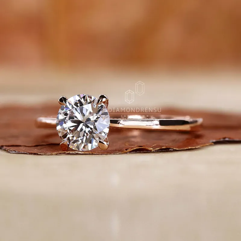 Hidden Accent Round Cut Lab Created Diamond Engagement Ring view 2