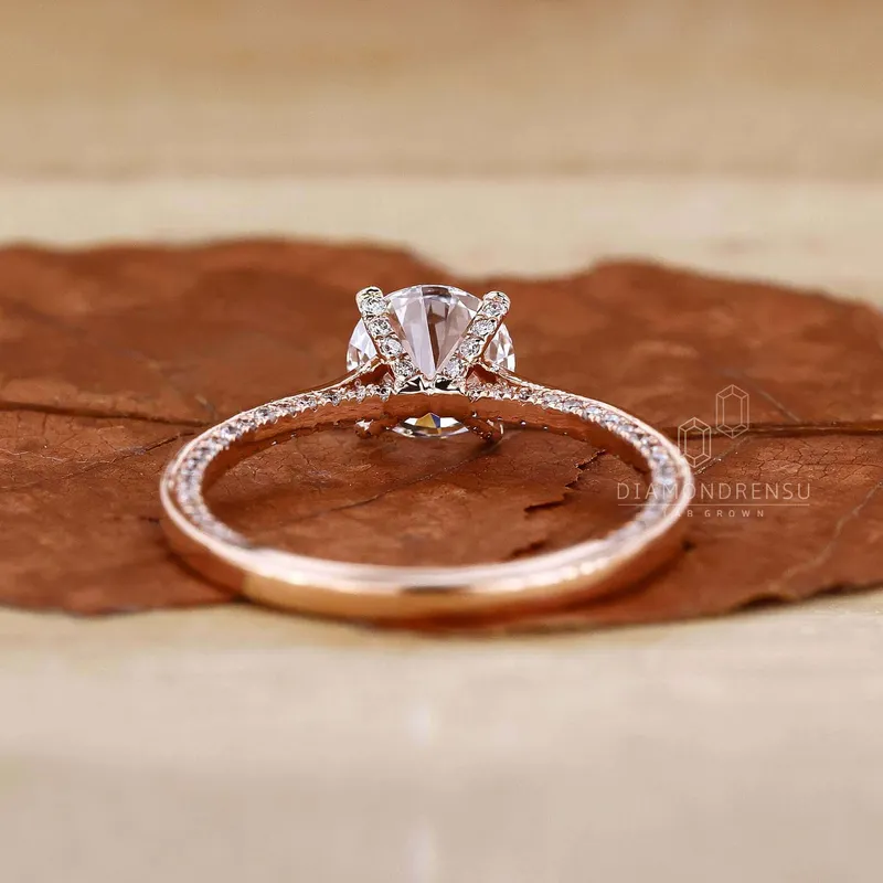 Hidden Accent Round Cut Lab Created Diamond Engagement Ring view 4